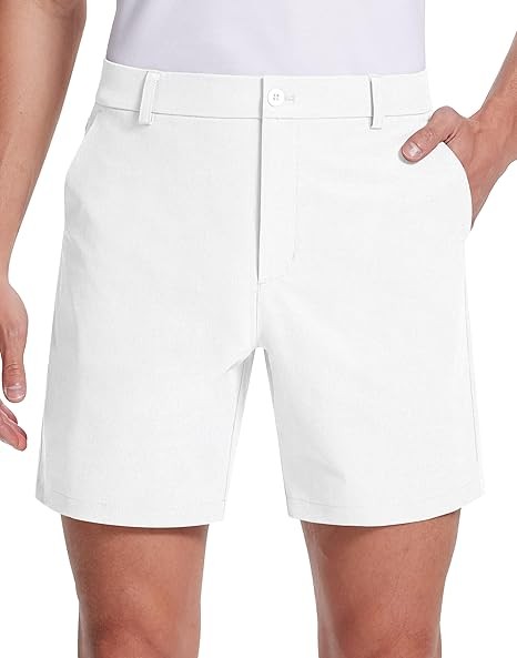 mens golf shorts 7 inch inseam flat front hybrid stretch dress casual work shorts