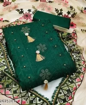 green floral embrodaried cotton suit