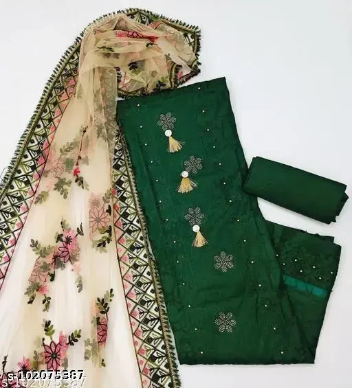 green floral embrodaried cotton suit