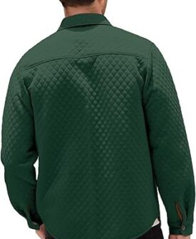 mens shacket long sleeve shirt jacket with pockets light weight overshirts quilted