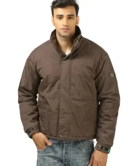 nu9 men's brown polyester jacket