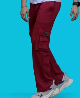 maniac men's solid jogger pants maroon trousers