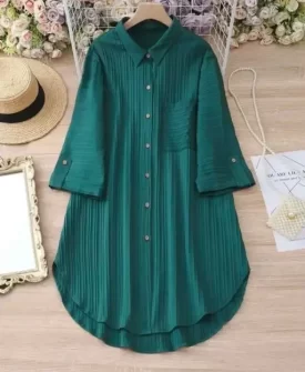 women shirt bottle green dress long losse shirt