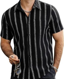 mens summer striped shirts button down short sleeve vintage beach