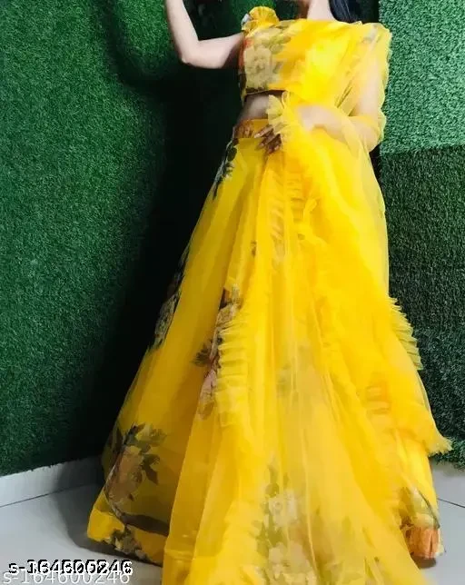 yellow color lehenga choli for womens and girls haldi lehenga for women