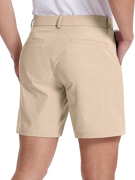 mens golf shorts 7 inch inseam flat front hybrid stretch dress casual work shorts with 5 pockets lightweight quick dry