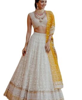 TRENDMALLS Women's Satin Embroidery Sequence Work Lehenga Choli Set with Dupatta For Women SemiS