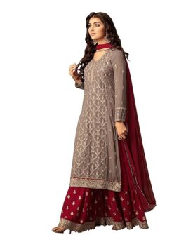RUDRAPRAYAG Women's Georgette Semi Stitched Sharara Salwar Suit (47001_Red)