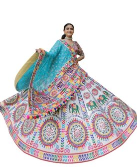 Trending Designeer Muslin Cotton Lehenga Choli Print with Foil Work With Unstitched Blouse Patola Pr