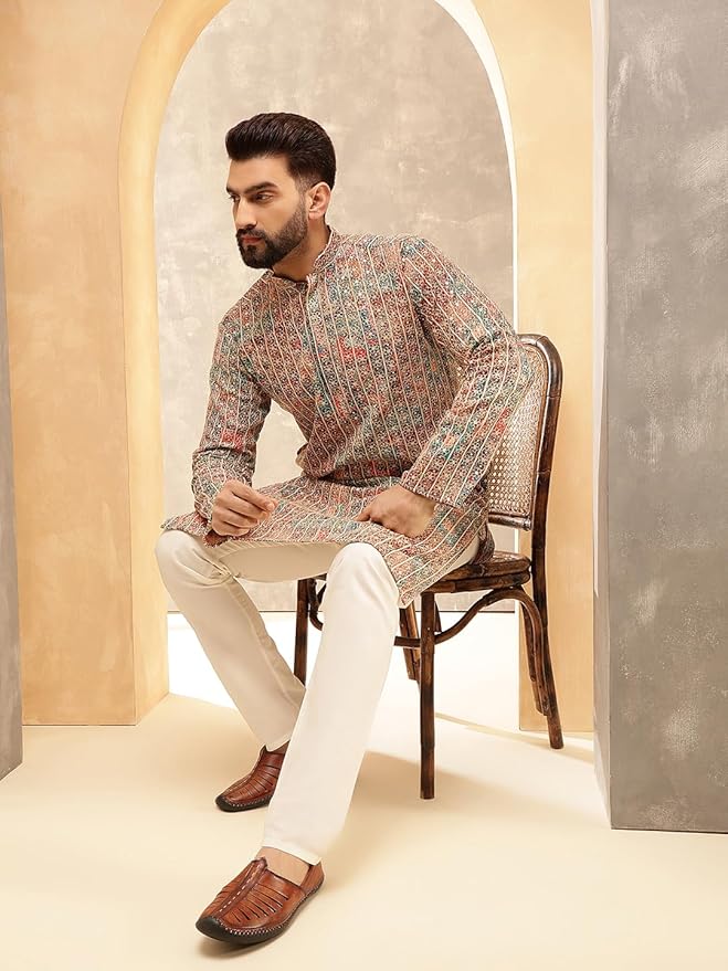 KRAFT INDIA Men Cotton Striped Kurta Pyjama Set - Image 2