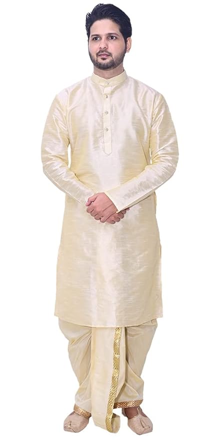 Om Shubh Mangalam Men's Dupion Silk Fancy Dhoti Kurta Set