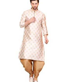 Over Crowd Men Ethnic Gold Leaves 100% pure Jacquard Kurta & Aladdin salwar special for Lohri &a