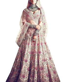 Women's Silk Semi stitched Lehenga Choli (7035-Wedding-Bridal-Latest-Lehenga-Choli_Peach_Free Si