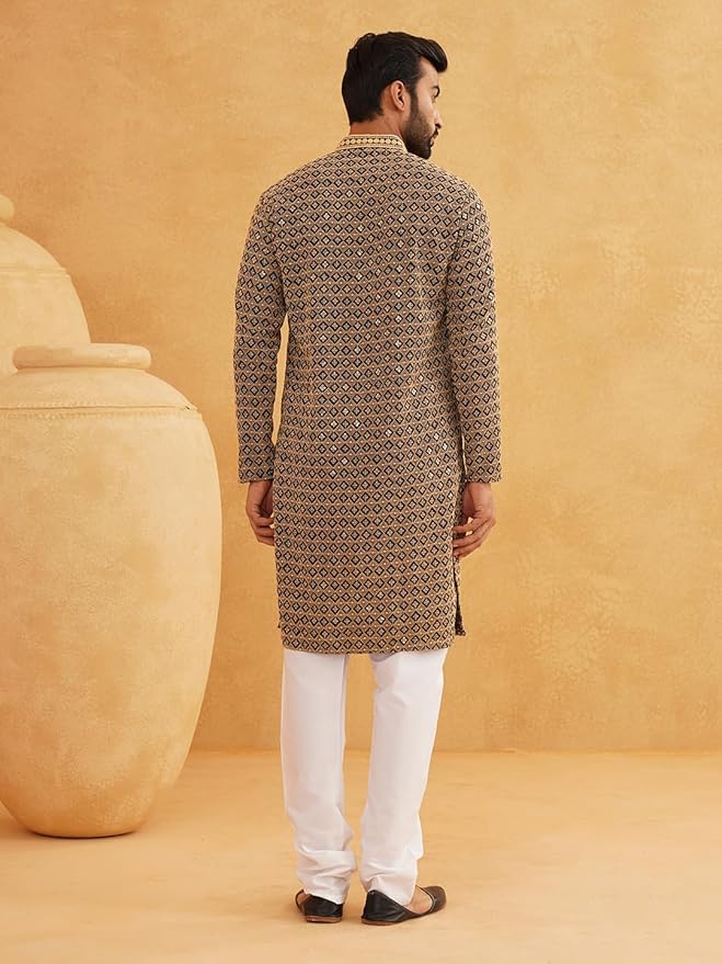 SOJANYA Men’s Festive Kurta Pyjama Set – Cotton Linen Kalamkari Print | Perfect Outfit for Diwali Ce - Image 2