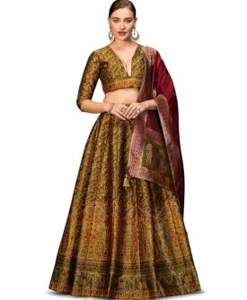 PURVAJA Women's Kanjiwaram Semi-Stitched Lehenga choli