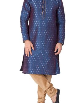 VASTRAMAY Men Silk Blend Solid Vm Egyptian Kurta Pyjama Set - Classic Ethnic Attire For Timeless Sty