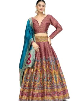 PURVAJA Women's Kanjiwaram Semi-Stitched Lehenga choli