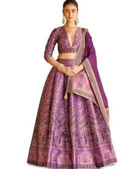 PURVAJA Women's Kanjiwaram Semi-Stitched Lehenga choli