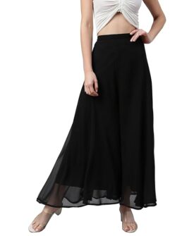 RATAN Women’s Georgette Flared Freesize Sharara Palazzo Pant (One Size)