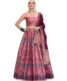 PURVAJA Women's Kanjiwaram Semi-Stitched Lehenga choli