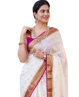 Flosive Ayn Women's Present Banarasi Soft Lichi Silk Saree Beautiful Jacquard Rich Pallu Design