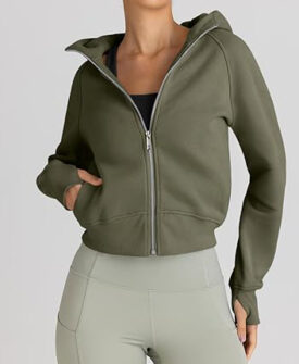womens zip up hoodies jackets cropped sweatshirts fleece fall outfits casual comfy y2k tops winter c