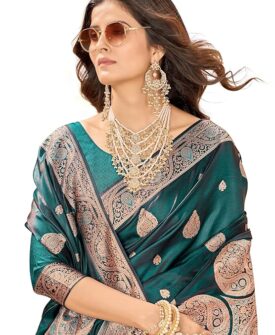 Women's Pure Kanjivaram Silk Saree Banarasi Silk Wedding Sarees for Women with Blouse Piece