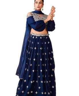 madhuram textiles womens' Lehenga And Choli Cassata Silk With Embroidery Work Set(M-2527 Mor Pic