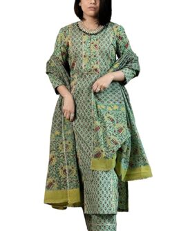 GoSriKi Women's Rayon Viscose Printed Straight Kurta with Pant & Dupatta