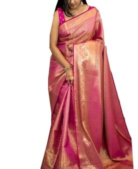 Women's Kanjivaram Soft Silk Saree With Blouse Piece