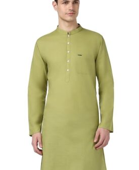 Peter England Men's Cotton Regular Fit Casual Everyday Festive Solid Long Kurta