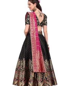 PURVAJA Women's Jacquard Semi-Stitched Lehenga choli