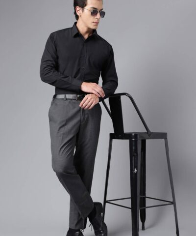 Men Black Slim Fit Formal Shirt