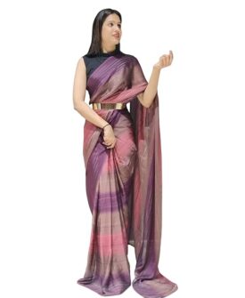 Chiffon Georgette Ready To Wear Draped Saree With Unstitched Blouse Piece (Free Size)