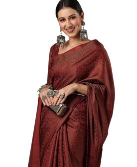 Women's Woven Design Zari Work Banarasi Silk Saree With Unstitched Blouse Piece