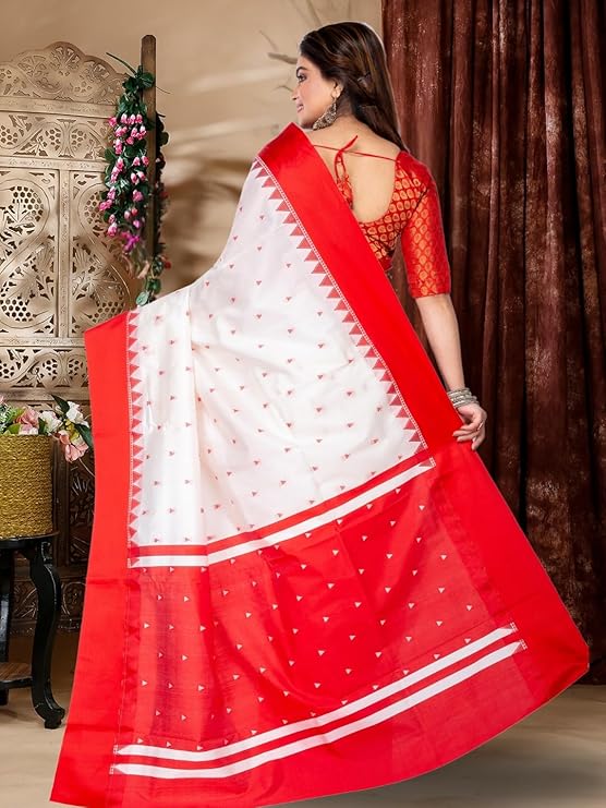 Handloom Handblock Printed Tussar Saree - Image 2