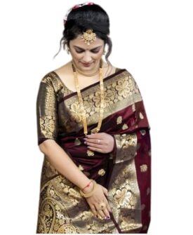 C J Enterprise Women's Pure Soft Kanjivaram Silk Saree For Wedding Banarasi Style Sari With Blou