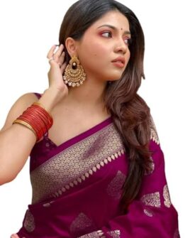 C J Enterprise Women's Kanjivaram Art Silk Saree Soft Banarasi Style Sari With Blouse Piece For