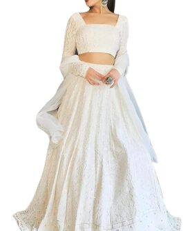 TRENDMALLS Georgette Embroidery Sequence Work Lehenga Choli Unstitch Blouse With Dupatta For Women (