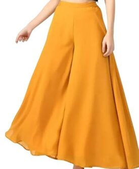 FASHIONFIT ART Women's Georgette Sharara Palazzo, Relaxed Fit, Flared Style with Attached Lining