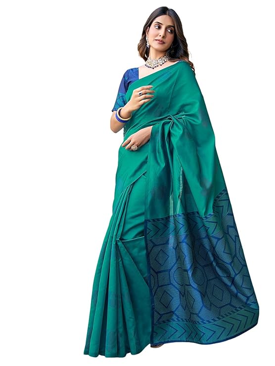 SAMAH Women's Banarasi Silk Jacquard Saree with Unstitched Blouse Piece - Image 2