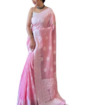 SGF11 Women's Kanjivaram Soft Cotton Linen Silk Saree With Blouse Piece