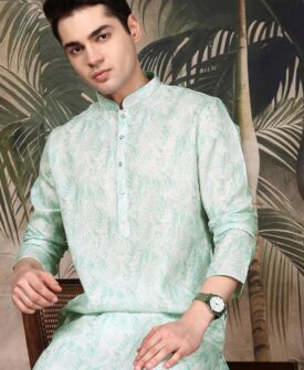 Men’s Green Cotton Kurta Set