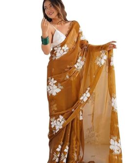 Women's Shimmer Organza Sequence Embroidery Saree With Unstitched Blouse Piece