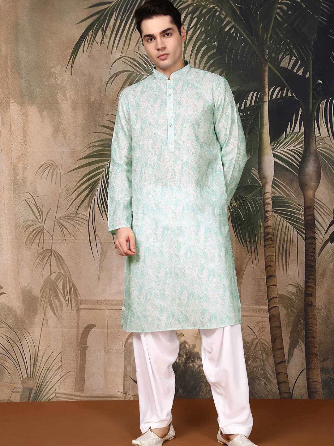 Men’s Green Cotton Kurta Set - Image 2
